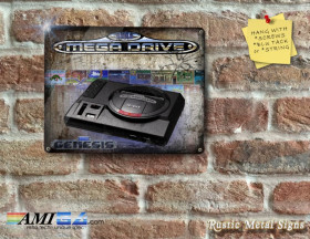 Sega Mega Drive Genesis - Rustic - Eyecatching Finish - Metal Sign