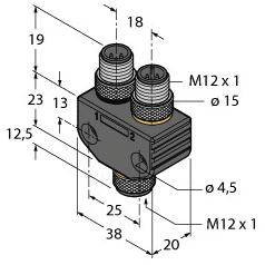 Turck 6934914 Rozdzielacz i adapter czujnika/aktuatora VB2-FKM5-2FSM4.4, 1 szt.