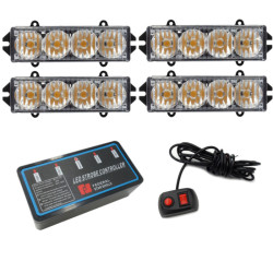 Lampy LED ostrzegawcze kogut lampki stroboskopy zestaw 4 szt. lawety NEPOWER