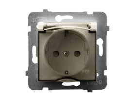 ARIA Gniazdo hermetyczne z uziemieniem schuko IP-44 wieczko przezroczyste ecru GPH-1US/m/27/d OSPEL