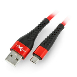 Przewód microUSB B - A eXtreme Spider - 2m - czerwony