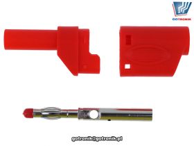 Wtyk banan 4mm prosty bezpieczny czerwony Amass 25.502.1