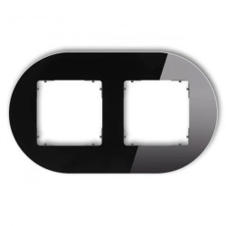 ICON Ramka uniwersalna podwójna okrągła - efekt szkła (ramka: czarna spód: grafitowy mat) 12-28-IRSO-2