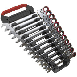 Sealey AK63942 Flexi-Head Ratchet Combination Spanner Set 12pc Metric
