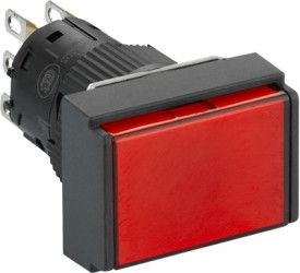 Pushbutton, illuminable, groping, 1 Form C (NO/NC), waistband rectangular, red, front ring black, mounting Ø 16 mm, XB6EDW4B1P
