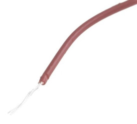 Przewód do urządzeń PTFE PTFE Brązowy, 100m 0,22 mm² 7/0,2 mm, 600 V, -75 → +200C, Ø 1.2mm, RS PRO BS3G210