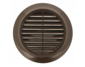 Kratka wentylacyjna okrągła z siatką i kołnierzem fi150mm brąz EL150BR