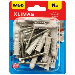 Kołki rozporowe wkręcane KRX 8x40mm z wkrętem PZ 4x45mm z łbem stożkowym do betonu, cegły ceramicznej i cegły silikatowej KLIMAS