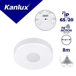 Czujnik ruchu PIR ZONA MINI WT-W 200VA 360st. IP65/20 IIkl. okrągły biały 37365