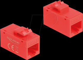 90641 Keystone module, Cat.6a RJ45 socket / socket, UTP, red