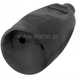 Gniazdo wtyczkowe pojedyńcze bez uziem. czarne