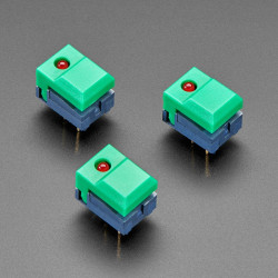 Step Switch with LED - Three Pack of Green with Red LED (PB86)