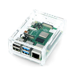 Obudowa Raspberry Pi 4B z mocowaniem na kamerę - przezroczysta