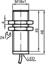 Inductive sensor, 2 wire, flush mounting, flush, 1 Form A (N/O), 105930