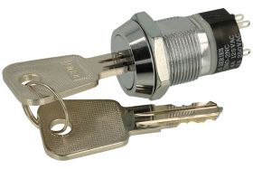 Przełącznik; stacyjka; S286A-2; ON-OFF; 1 tor; 90°; 2 pozycje; bistabilny; na panel; do lutowania; 2A; 250V AC; 16mm; 32mm; stop