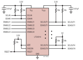 Pin-Selectable, 4-Channel, 2-Wire Multiplexer with Bus Buffers