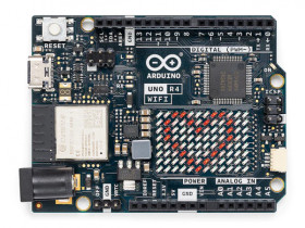 Arduino UNO Rev4 WiFi, 32-bit, Renesas RA4M1 - Arm Cortex -M4, ESP32-S3 Wi-Fi® module, Bluetooth, 12x8 LED Matrix, Qwiic Connect