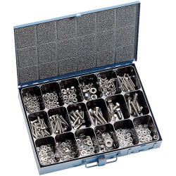 Affix Stainless Steel Screw Assortment In Steel Case - 500 Piece