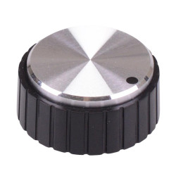 FC16782 Black Knob with Aluminium Cap 6mm Screw Shaft CLIFF