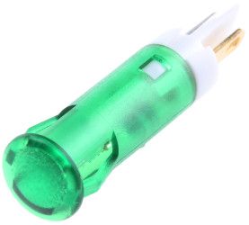 Lampka kontrolna do montażu panelowego 24V dc, zielona 6mm LED Zielony Faston, oczko lutownicze APEM