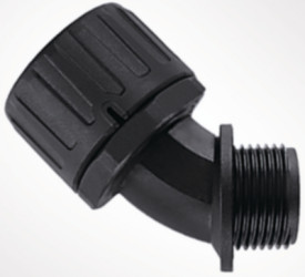 45° hose screw fitting, PG36, 42 mm, PA, IP66, black, (L) 98 mm, 166-23411