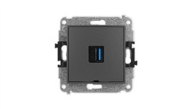 Icon Mechamizm Gniazda Pojedynczego Usb A-A 3.0, Bez Pola Opisowego Grafitowy...
