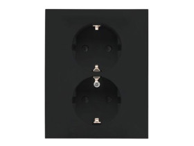 SIMON 55 Gniazdo podwójne z uziemieniem SCHUKO z przesłonami zaciski śrubowe czarny mat TGSZ2PZFAR/149 KONTAKT SIMON