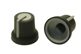 Pokrętło potencjometru oś: 6mm średnica: 16.2mm Kształt D Guma Czarny RS PRO