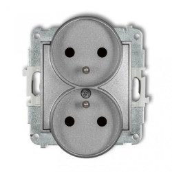 MINI Gniazdo podwójne z/u z przesłonami srebrny metalik 7MGPR-2zp