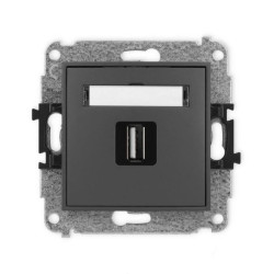 ICON Mechanizm gniazda pojedynczego USB A-A 2.0 grafitowy mat 28IGUSB-1