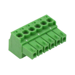 6-Way 3.5mm Right Angle Pluggable Terminal Block Green 8A 300V