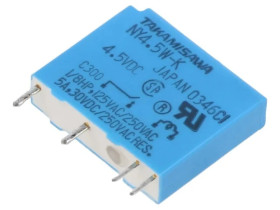 Przekaźnik elektromagnetyczny SPST-NO Ucewki: 4,5VDC 5A PCB NY-4.5W-K