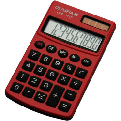 Olympia 941901002 Pocket Calculator Red 10 Digit Solar And Battery Powered