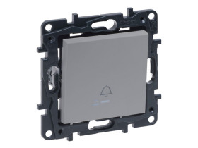 NILOE STEP Wyłącznik zwierny przycisk 6A podświetlany z symbolem dzwonka aluminium 863310 LEGRAND