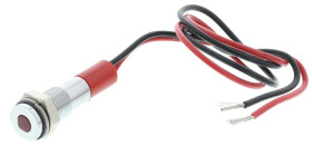 Lampka kontrolna do montażu panelowego 24V dc, czerwona 6mm LED Chrom Wyprowadzenia RS PRO