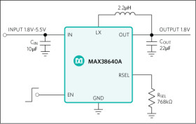 Tiny 1.8V to 5.5V Input, 330nA I, 700mA nanoPower Buck Converter