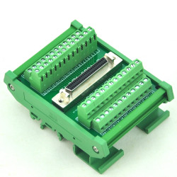 CZH-LABS DIN Rail Mount 50-pin Half-Pitch/0.05" D-SUB Female Interface Module, DSUB, SCSI.