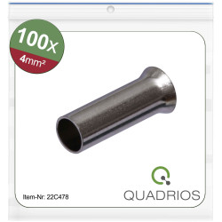 Quadrios 22C478 Ferrule 4mm&#xB2; 100pcs Uninsulated Pure Copper Tin Coated