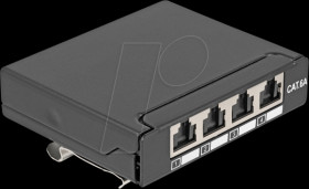 90378 Mini Desktop Patch Panel RJ45 jack 4 port Cat.6A shielded black