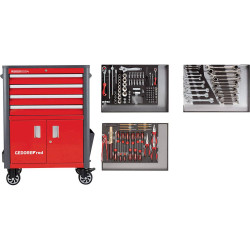 Gedore RED 3301689 Tool Set in the WINGMAN red workshop trolley, 129 pieces