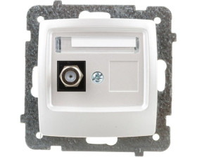 KARO Gniazdo antenowe pojedyncze typu F srebrny perłowy GPA-1SF/m/43