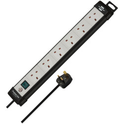 Brennenstuhl 1951563100 Premium Line 6 Way Extension Lead 3.0m Black/Light Grey