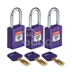 Kłódka LOTO SafeKey nylonowa, szekla stalowa 38 mm, fioletowa (3 szt.), 150229