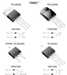 VB30150C Dual High Voltage Trench MOS Barrier Schottky Rectifier Ultra Low VF = 0.56 V at IF = 5 A