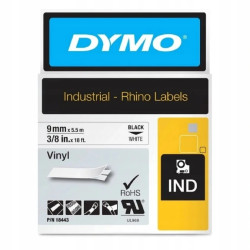 Taśma winylowa do drukarek 9mm x 5,5m z klejem biała S0718580 18443