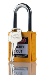Blokada Blokada bezpieczeństwa RS PRO Żółty długość pałąka: 38mm zamki: 1