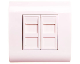 Pokrywa gniazda teleinfotmatycznego 2x Keystone biała DN-93802