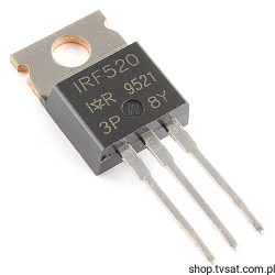 IRF520 N-FET Uds=100V Id=8A P=40W R=0.3 Ohm TO220 IR