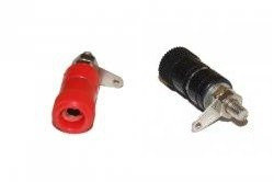Pair of 4 mm Banana Sockets, Screwed, Long with Nut