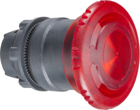 Pushbutton, illuminable, groping, waistband round, red, front ring black, mounting Ø 22 mm, ZB5AW743